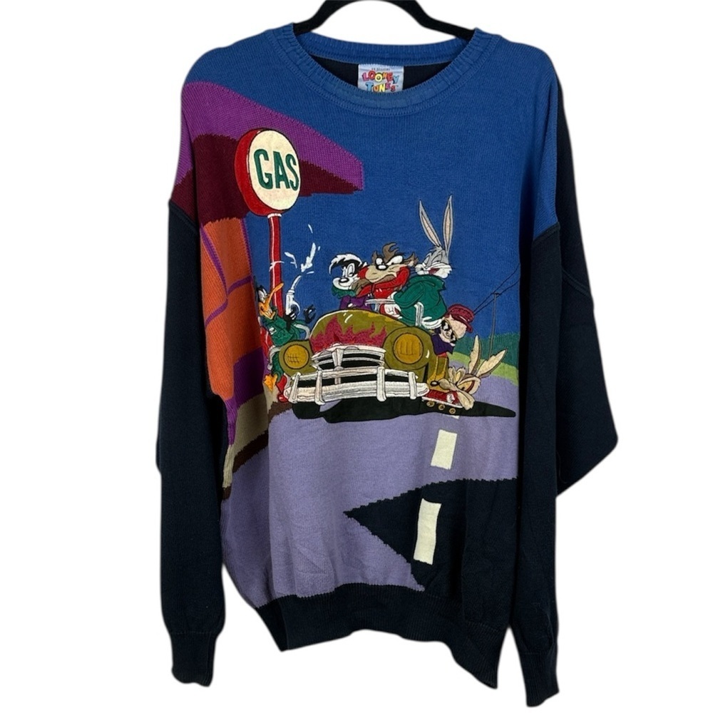 Looney Tunes Limited Edition Embroidered Colorful Cartoon Crewneck XL Sweater